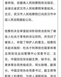官方：杜兆才被提起公诉 涉案金额数额特别巨大